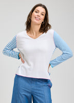 Zacket and Plover Jilli Boutique Varied Stripe Sweater V-neck