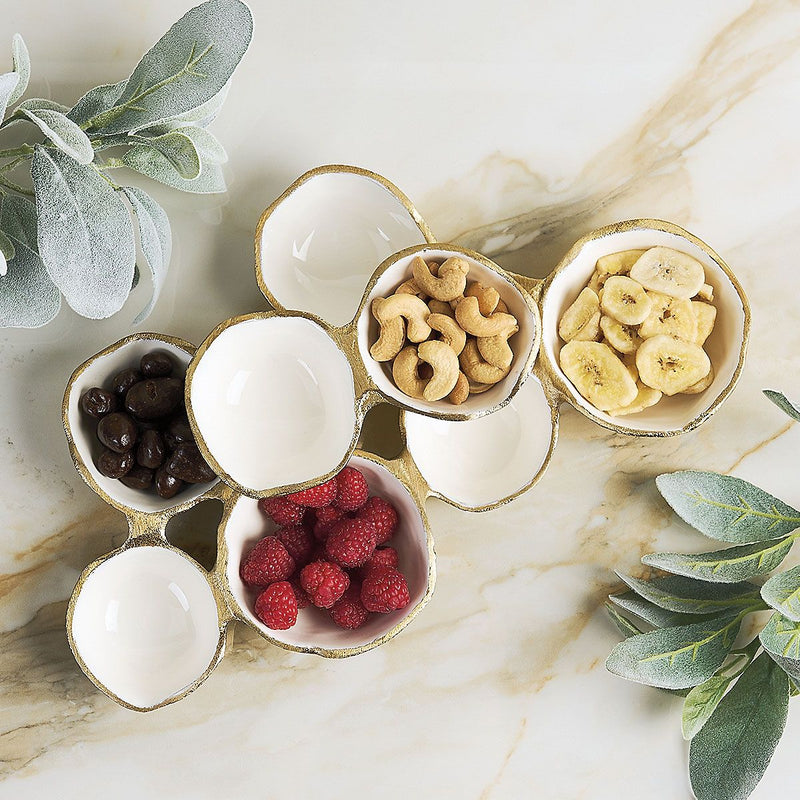Jilli Boutique Atlanta zodax Small Cluster of Eight Serving Bowls - Gold and White