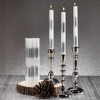 Modern & Festive Silver Formal Taper Candles - Set of 6 - Two Boxes of 6
