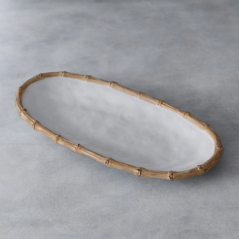 VIDA Bamboo Medium Oval Platter (White and Natural) by Beatriz Ball
