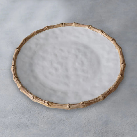 beatriz ball VIDA Bamboo Round Platter (White and Natural)