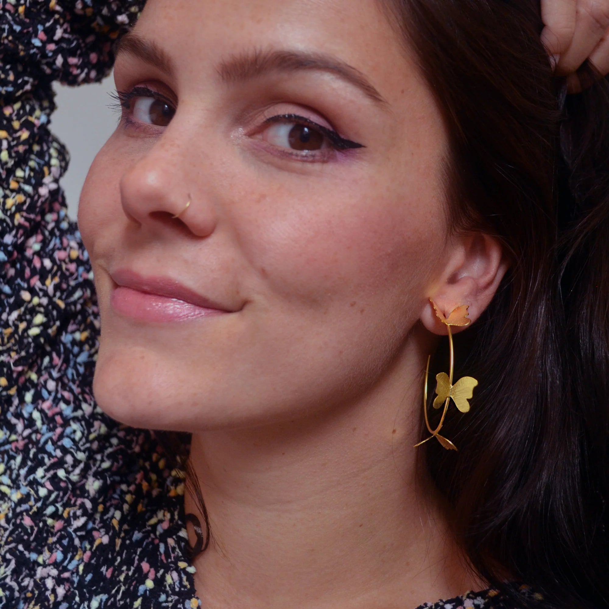 Butterfly Gold Hoop Earrings