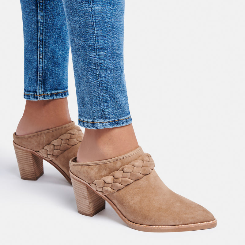 SERLA MULES IN TRUFFLE SUEDE