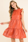leather tiered dress faux jilli boutique