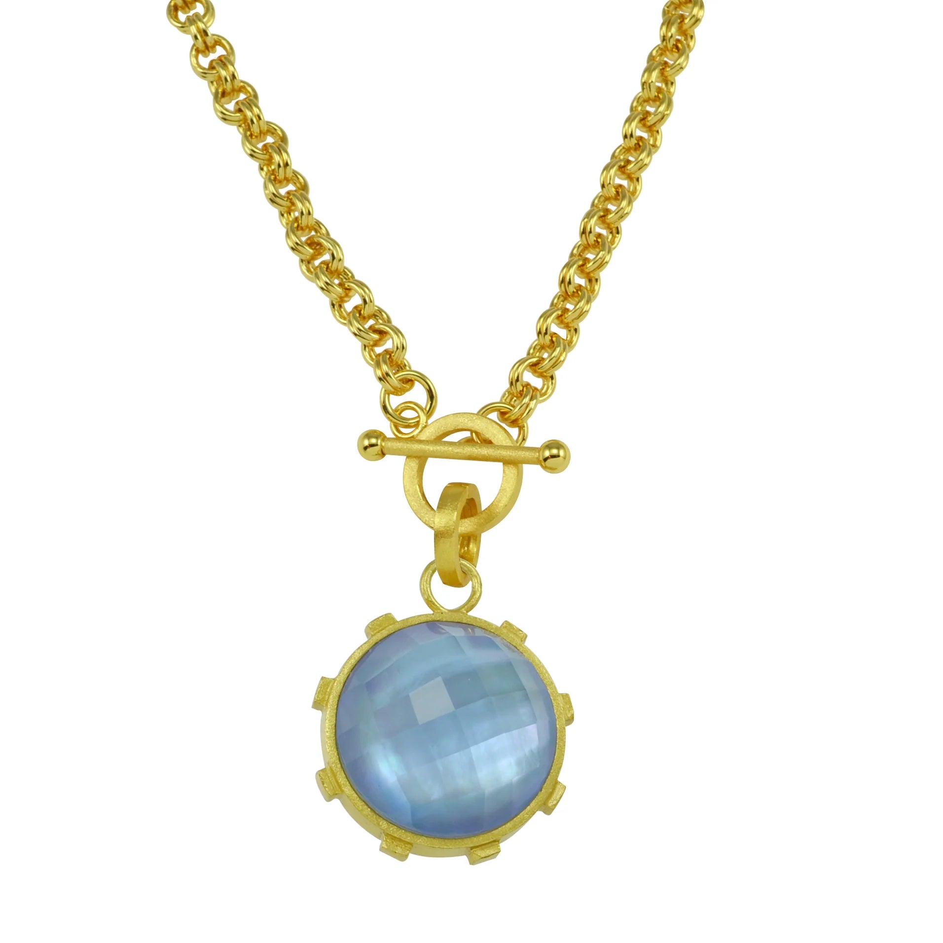 Julie Vos necklace tanzanite mother of pearl