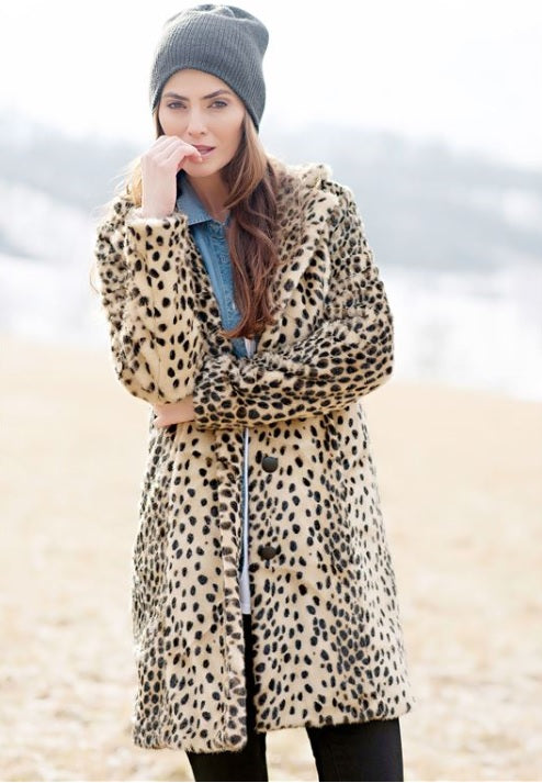 animal print faux fur coat 