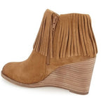 Wedge Fringe Bootie Honey Suede