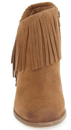 Wedge Fringe Bootie Honey Suede