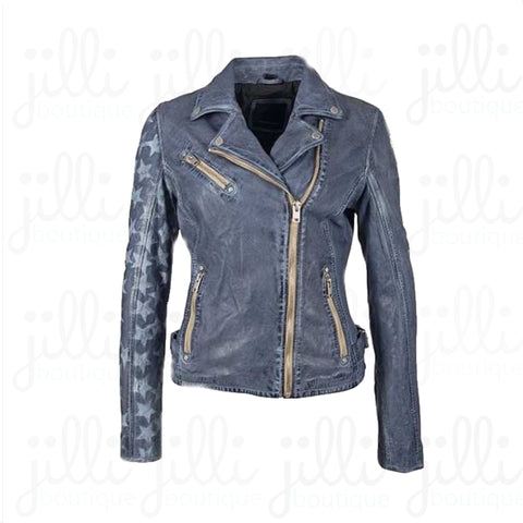 leather jacket von maur blue