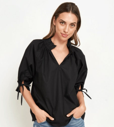 italian cotton black top blouse